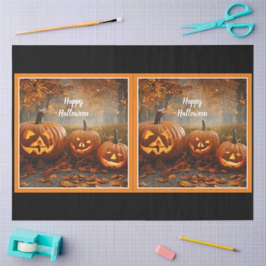 Papier Mousseline Collection famille Citrouille éffrayante (Artisanat)