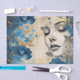 Papier Mousseline Collection Florale bleue vintage inspirée