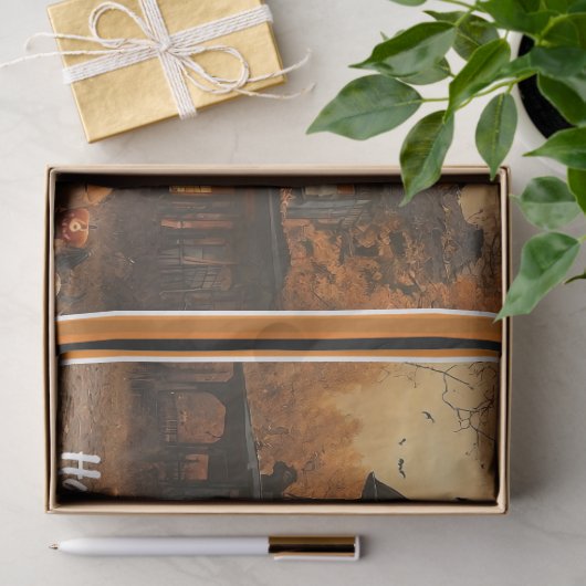 Papier Mousseline Collection Halloween Citrouille Maison éffrayante (Cadeau)