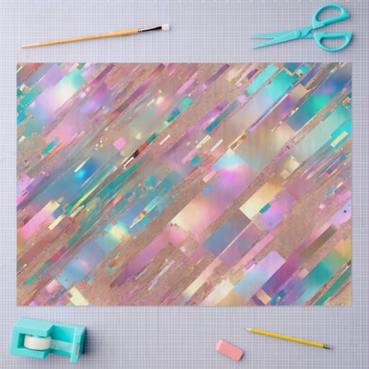 Papier Mousseline Collection Holographique Opal Parties scintillant  (Artisanat)