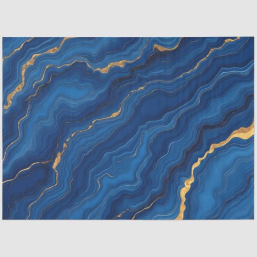 Papier Mousseline Collection moderne de marbre Royal Blue Gold (Recto)