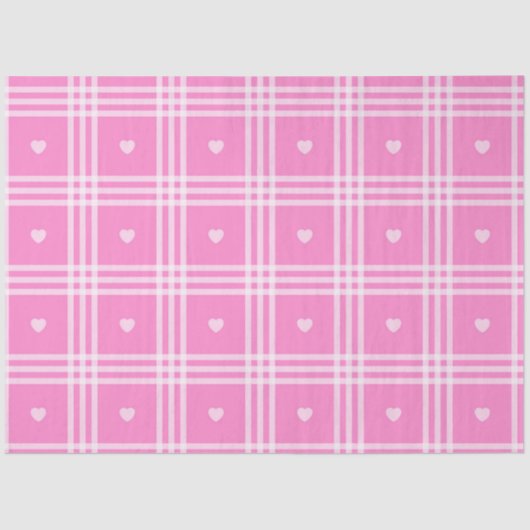 Papier Mousseline Collection moderne Plaid Pink Heart (Recto)