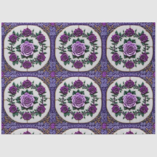 Papier Mousseline Collection Populaire de Roses pourpres (Recto)