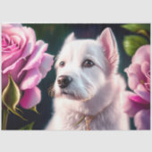 Papier Mousseline Collection rose Et Mignonne Chien (Recto)