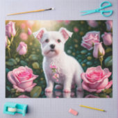 Papier Mousseline Collection roses Et Petits Chiens (Artisanat)