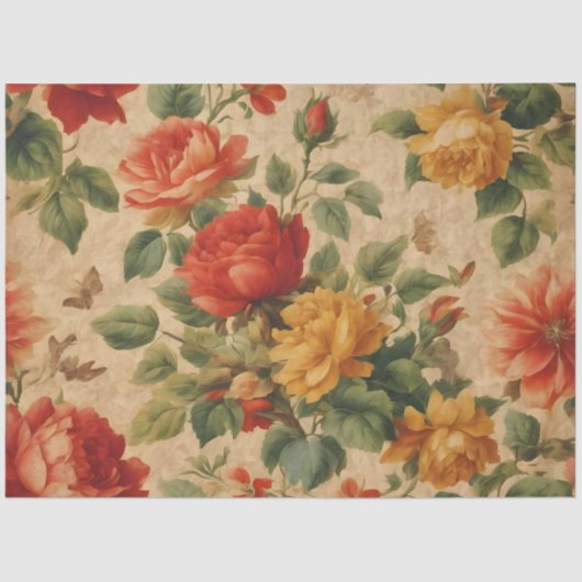 Papier Mousseline Collection Vintage d'aquarelle florale populaire (Recto)