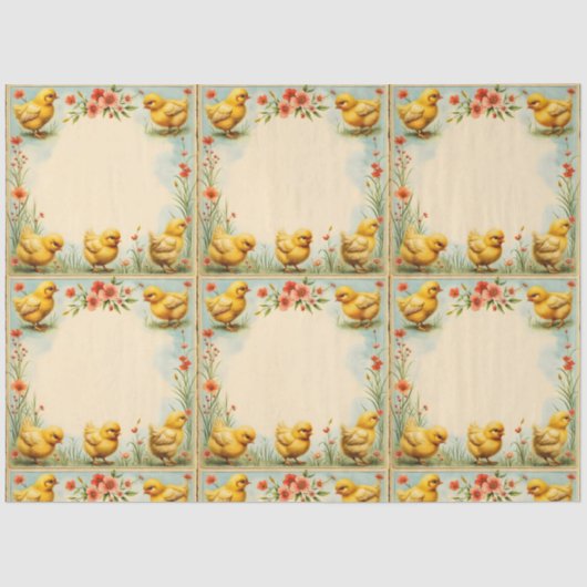 Papier Mousseline Collection vintage de Pâques Petits Poulet (Recto)