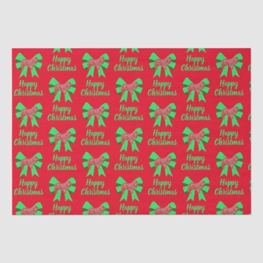 Papier Mousseline Collie Rough Chien de Noël & Bow Red (Recto)