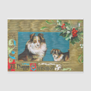 Papier Mousseline Collies de Noël encadrées avec Holly et Berries