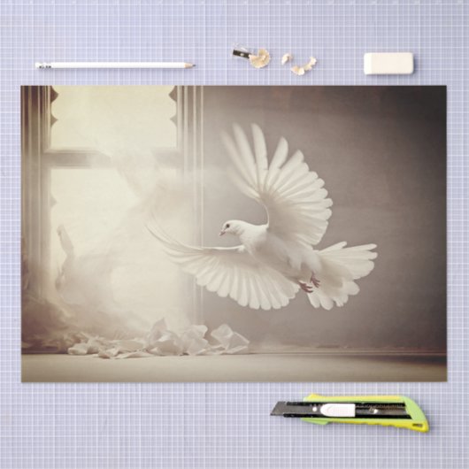 Papier Mousseline Colombe blanche (Artisanat)