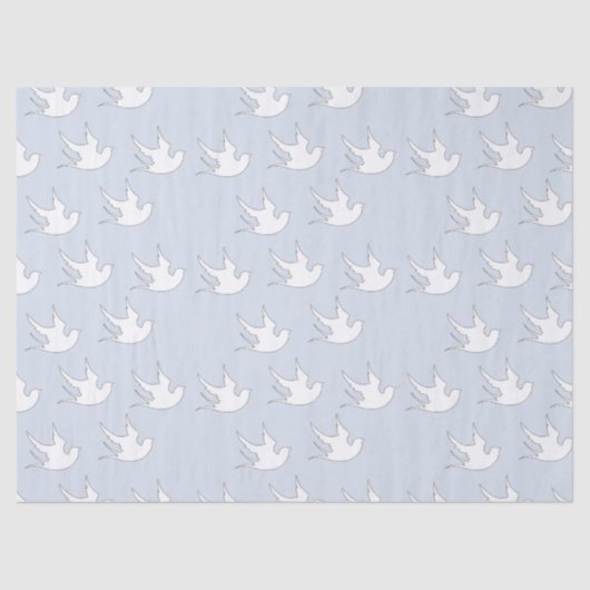 Papier Mousseline colombe blanche sur bleu (Recto)