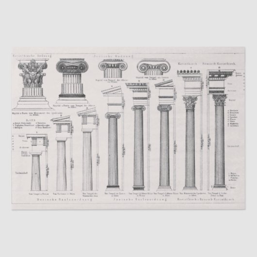 Papier Mousseline Colonnes romaines antiques Dessin architectural (Recto)