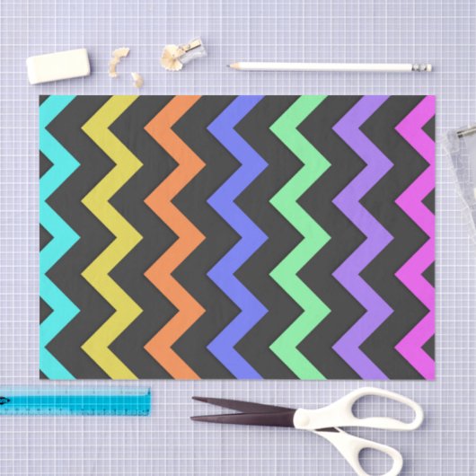 Papier Mousseline Coloré Chevron Vibrant Cool Motif d'été amusant (Artisanat)