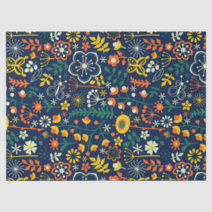 Papier Mousseline Coloré Cute Retro Fleurs & Feuilles Motif