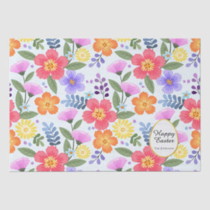Papier Mousseline Coloré dessiné à la main Vibrant floral rose Pâque