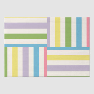 Papier Mousseline Coloré été rayé blocs motif