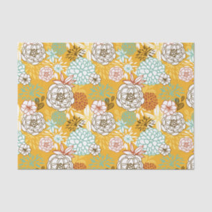 Papier Mousseline Coloré Fleurs d'automne Motif Papier Tissu