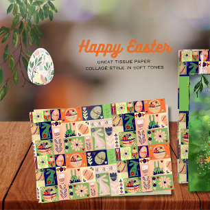 Papier Mousseline Coloré Pink Green Lapin Pâques Collage