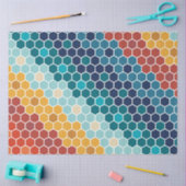 Papier Mousseline Coloré Retro Mosaïque Florale Motif Hexagon (Artisanat)