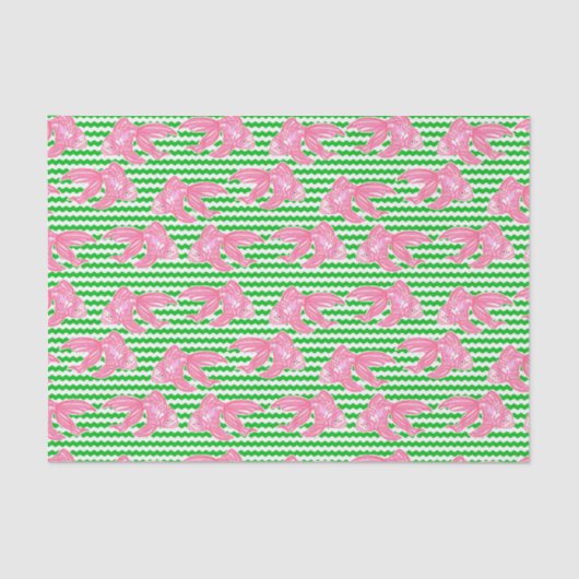 Papier Mousseline Coloré Tropical Goldfish Chevron Motif (Recto)