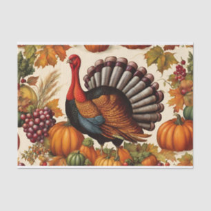 Papier Mousseline Coloré Vintage Thanksgiving Harvest et Turquie