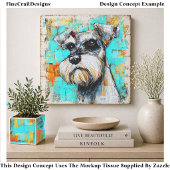 Papier Mousseline Colorful Abstract Schnauzer Dog FK4L Decoupage