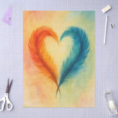 Papier Mousseline Colorful Feather Heart Watercolor Art (Artisanat)