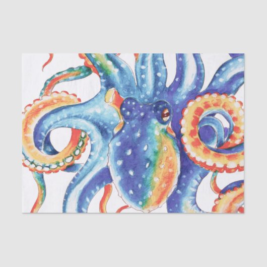 Papier Mousseline Colorful Octopus Watercolor (Recto)