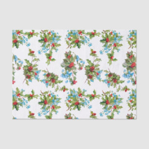 Papier Mousseline Colorful Red Holly et Blue Oubliez-moi non
