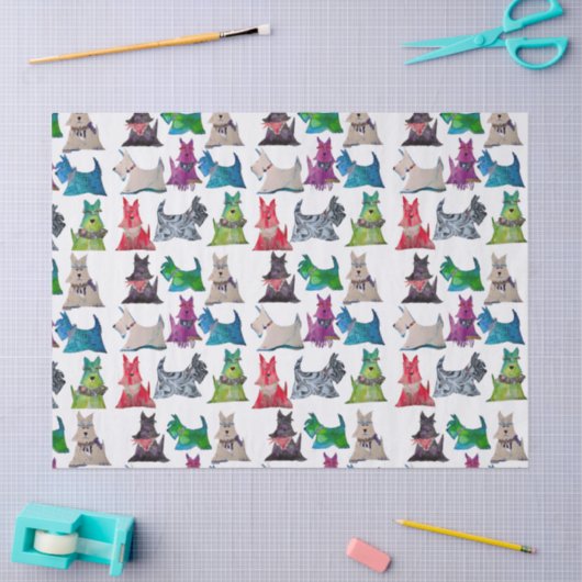 Papier Mousseline Colorful Scotties (Artisanat)