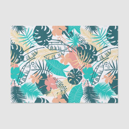 Papier Mousseline Colorful tropical feuille collage motif (Recto)
