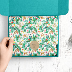 Papier Mousseline Colorful Tropical Jungle Animaux Motif
