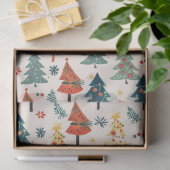 Papier Mousseline Colourful Christmas Pine Trees Seamless Pattern (Cadeau)