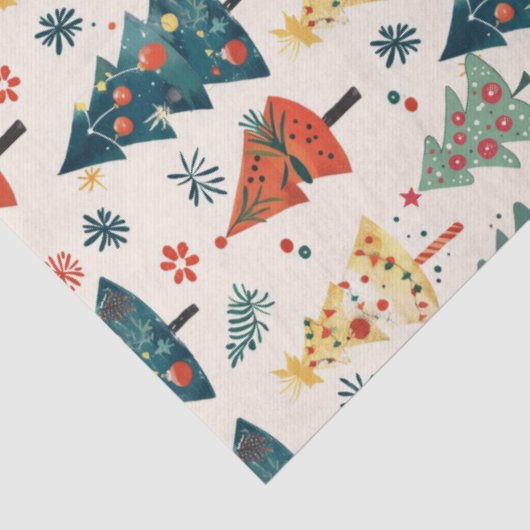 Papier Mousseline Colourful Christmas Pine Trees Seamless Pattern (Détail)