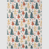 Papier Mousseline Colourful Christmas Pine Trees Seamless Pattern (Recto)