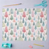 Papier Mousseline Colourful Pastel Christmas Pine Trees Pattern (Artisanat)