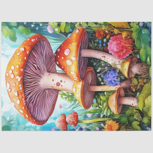 Papier Mousseline Colourful Wild MushroomsTissue Paper (Recto)