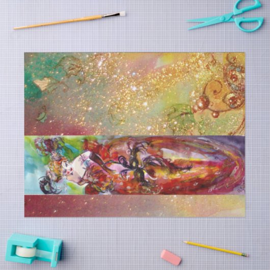 Papier Mousseline COLUMBINE / Dame au Mascarade (Artisanat)