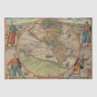 Papier Mousseline Columbus Vespucci Magellan Pizzaro Tissu Papier