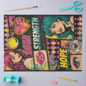 Papier Mousseline Comic Pop Art Decoupage Paper Love Strength Hope  (Artisanat)