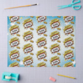 Papier Mousseline Comic Style Superhero Boy's Name Birthday  (Artisanat)