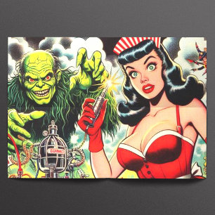 Papier Mousseline Comics d'horreur vintage