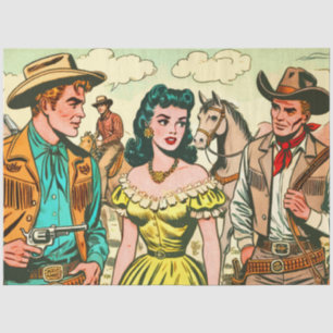 Papier Mousseline Comics vintage Wild West Country