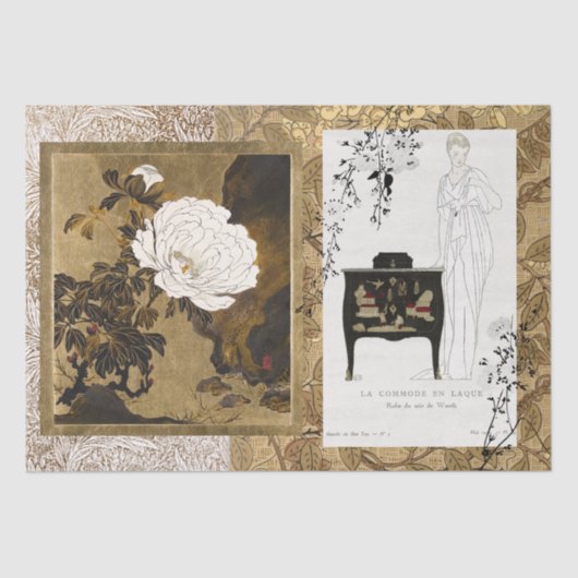 Papier Mousseline Commode et écran laqué classique (Recto)