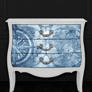 Papier Mousseline Compas vintage | Bleu Grunge carte marine