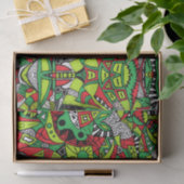 Papier Mousseline Composition Abstraite de couleur psychédélique (Cadeau)