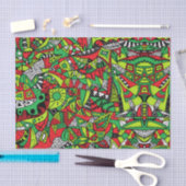 Papier Mousseline Composition Abstraite de couleur psychédélique (Artisanat)