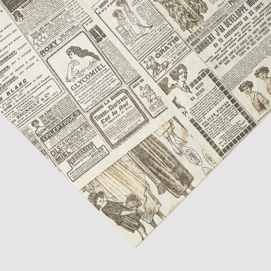 Papier Mousseline composition ancienne du journal (Détail)