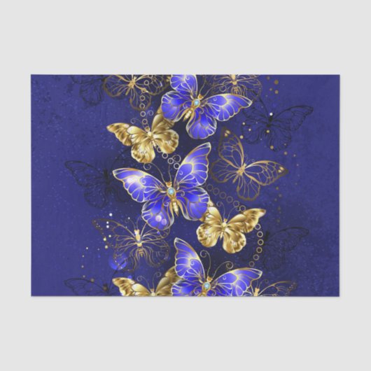 Papier Mousseline Composition avec papillons Sapphire (Recto)