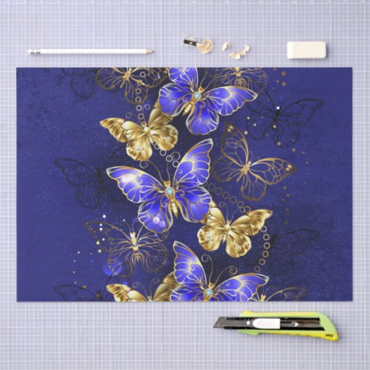 Papier Mousseline Composition avec papillons Sapphire (Artisanat)
